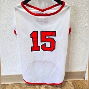3/$20 Dog Basketball Football Jersey Shirt Large White Red #15